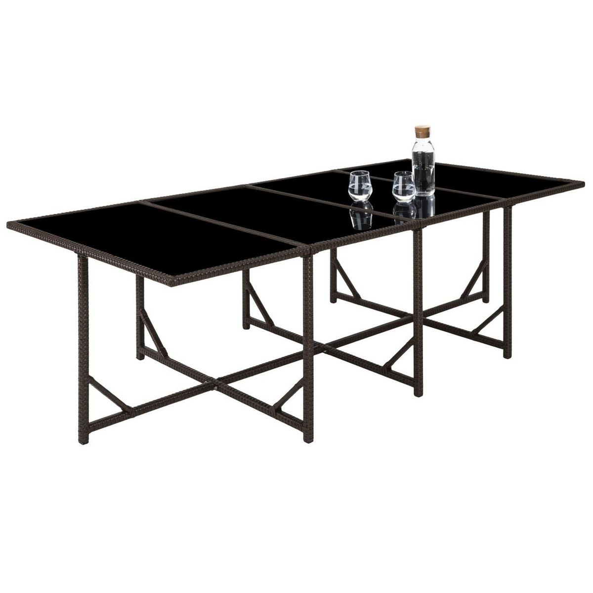 CONCEPT USINE Table et chaises 12 places en résine tressée noir et gris FLORIDA