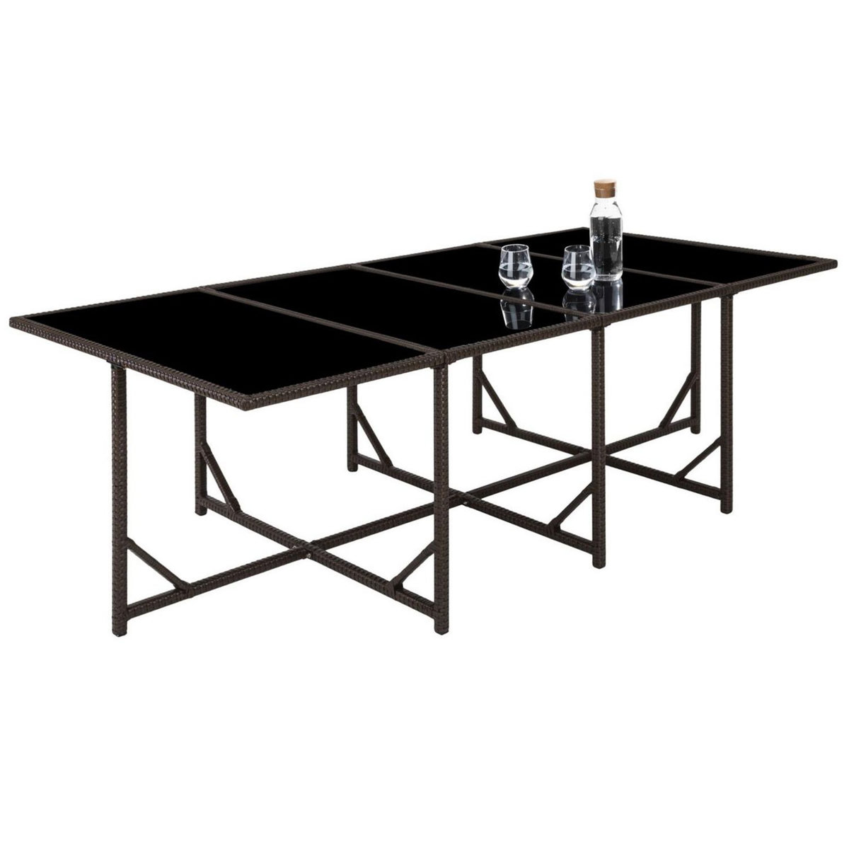 CONCEPT USINE Table et chaises 12 places en résine tressée noir et gris FLORIDA