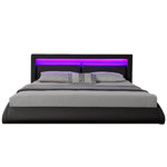 CONCEPT USINE Cadre de lit avec LED 160 x 200 cm en PU noir BRIXTON