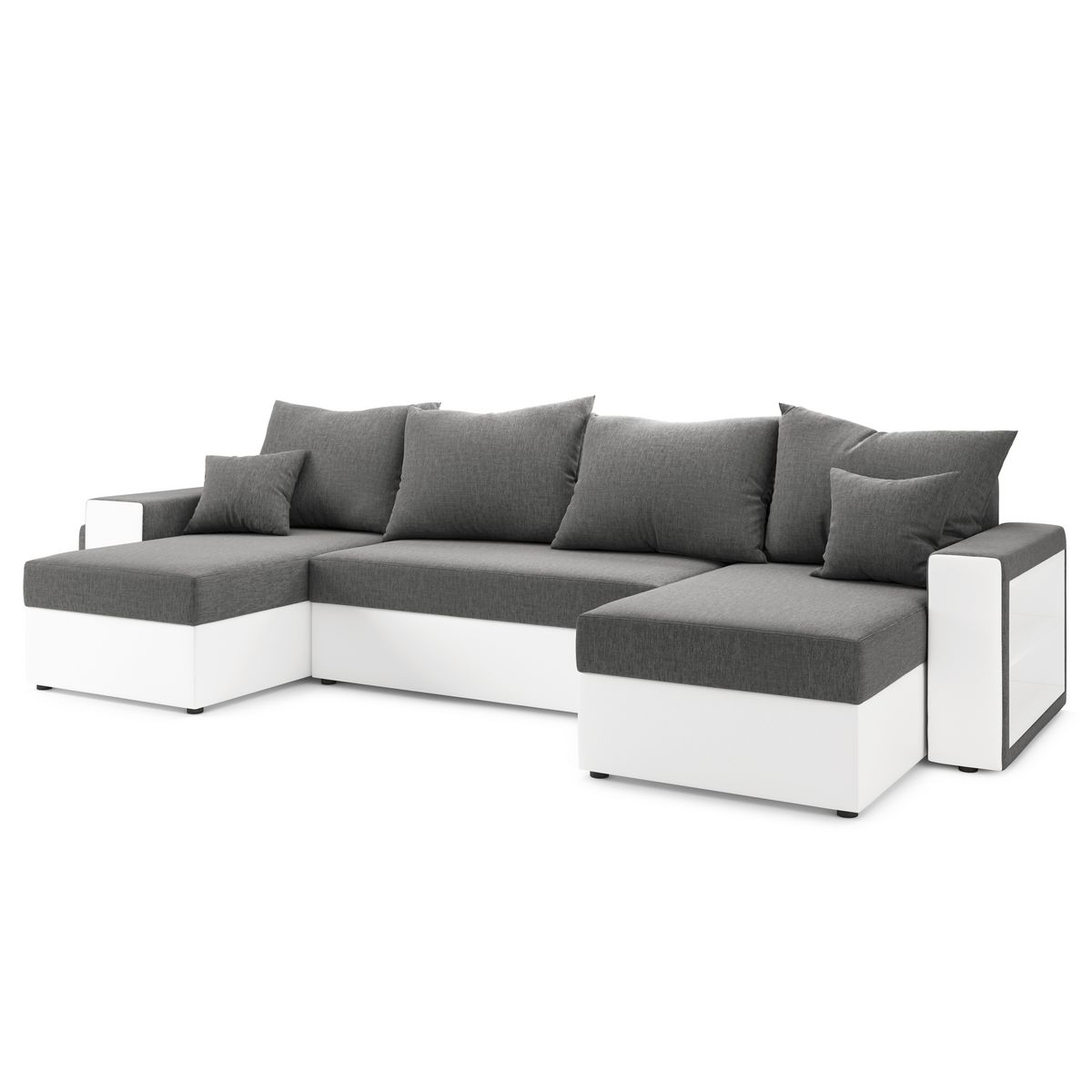 Canapé panoramique convertible 6 places avec étagères et poufs intégrés AUSTIN