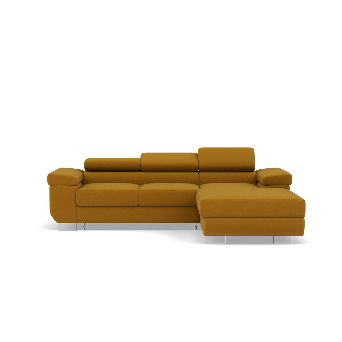 BEST MOBILIER Pablo - canapé d'angle droit - 6 places - convertible avec coffre et têtières réglables - en velours