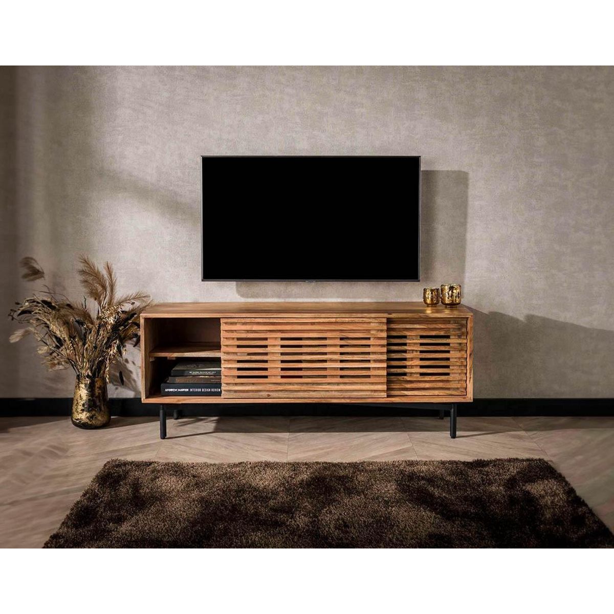 LISA DESIGN Dawan - meuble tv - portes coulissantes - 135 cm