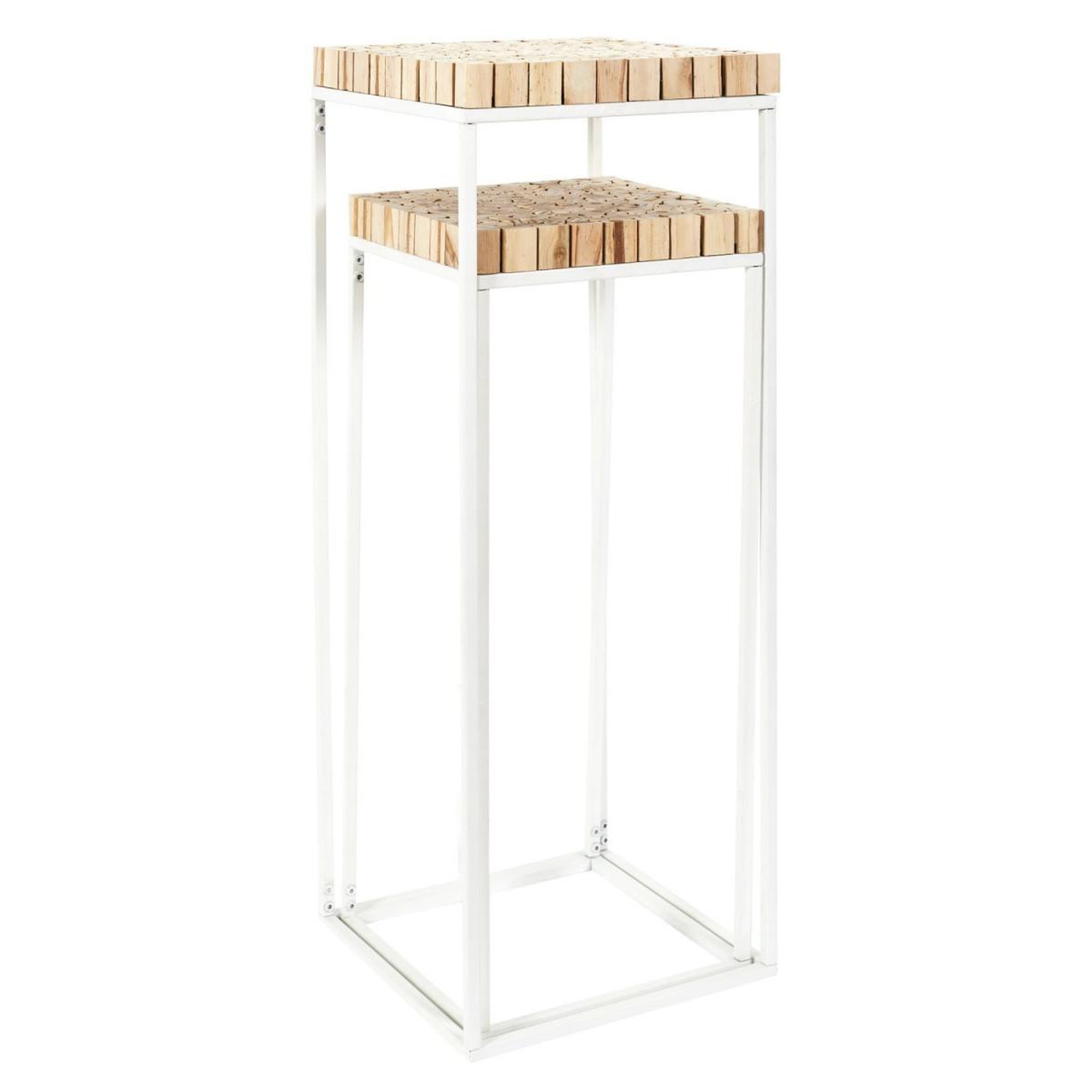 Voir la diapositive 4 : The Home Deco Factory Lot de 2 sellettes gigognes  rondin  90cm blanc