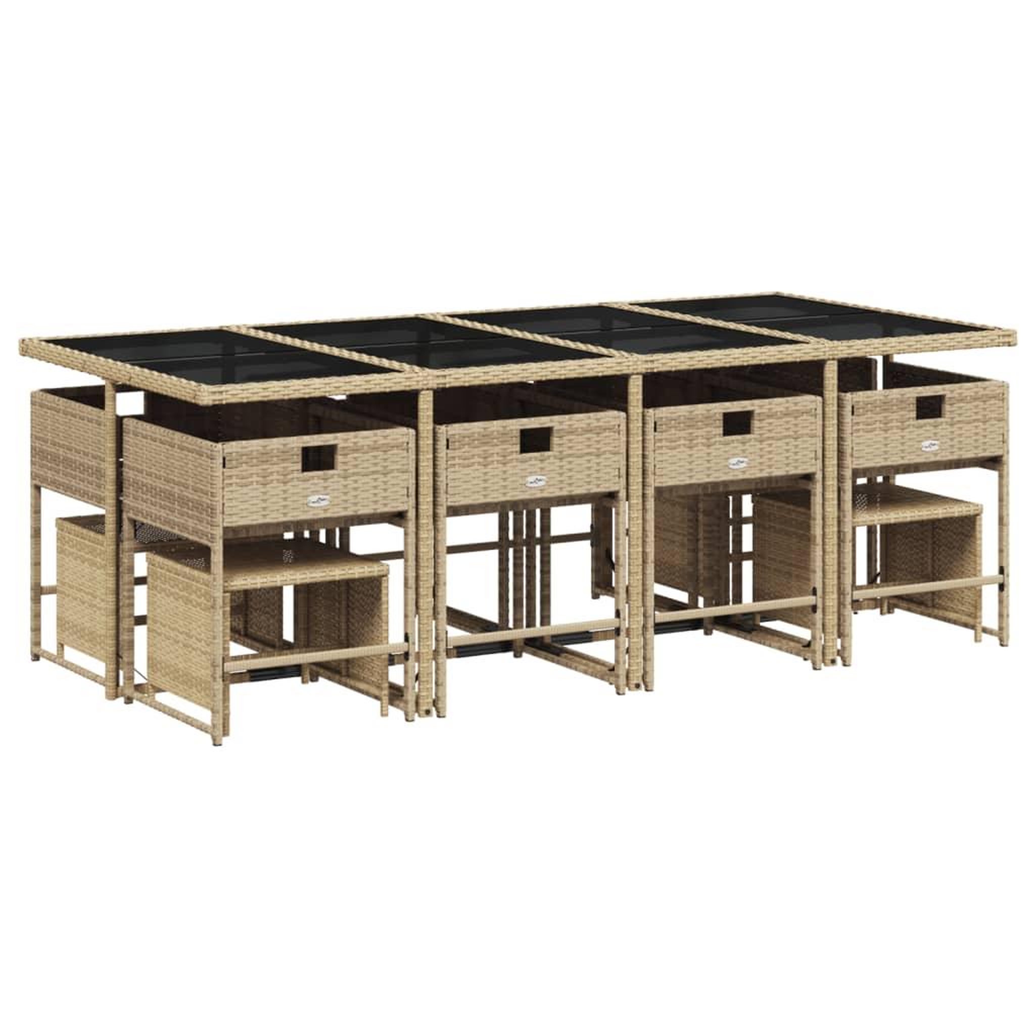 Voir la diapositive 3 : VIDAXL Ensemble a manger de jardin et coussins 13 pcs beige