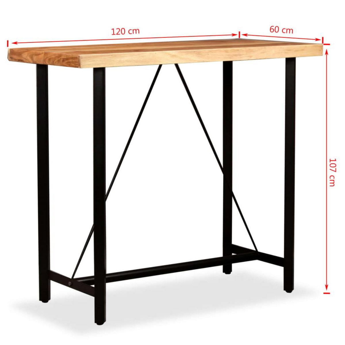 VIDAXL Table de bar Bois massif d'acacia 120x60x107 cm
