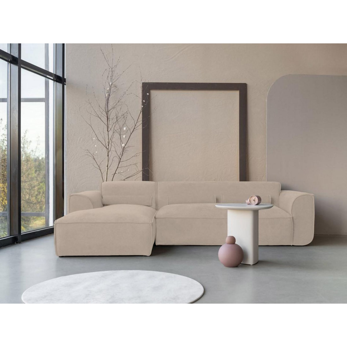 BEST MOBILIER Felix - canapé modulable d'angle gauche 4 places en tissu texturé