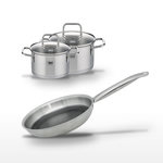 ELO Lot Poêle 24 cm Elo Relief Solution & 2 Faitouts 16/14 cm