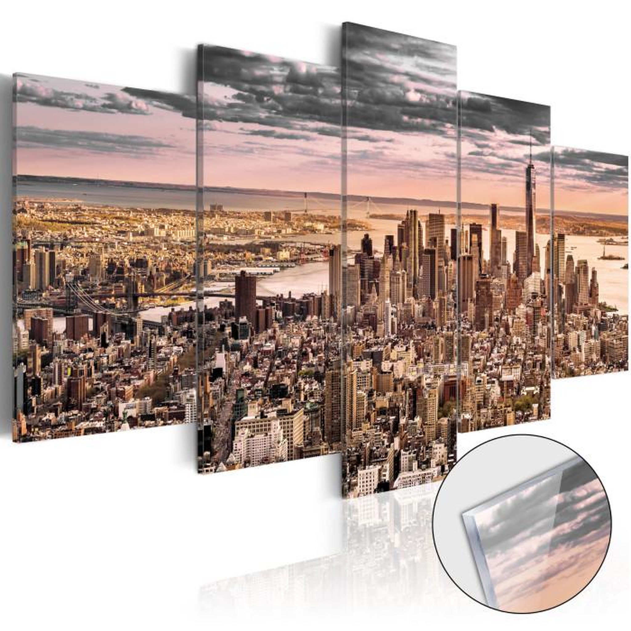 Paris Prix Tableau sur Verre Acrylique  New York City : Morning Sky. Coloris disponibles : Multicolore