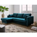 LISA DESIGN Anna - canapé d'angle gauche - 4 places - convertible avec coffre - en velours. Coloris disponibles : Orange