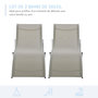 Voir la diapositive 5 : OUTSUNNY Lot de 2 bains de soleil pliables design contemporain - lot de 2 transats ergonomiques - alu. textilène gris clair