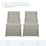 Voir la diapositive 5 : OUTSUNNY Lot de 2 bains de soleil pliables design contemporain - lot de 2 transats ergonomiques - alu. textilène gris clair