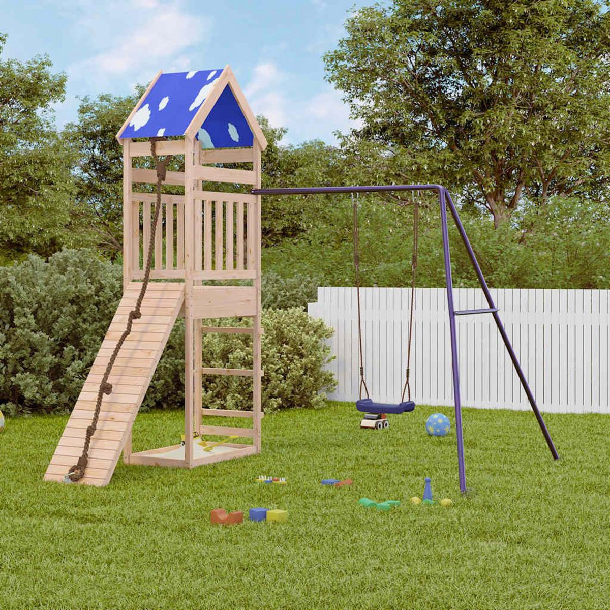 Aire de jeux d'extérieur bois de pin massif Mothinessto LY0073 - Jeux - Jouets