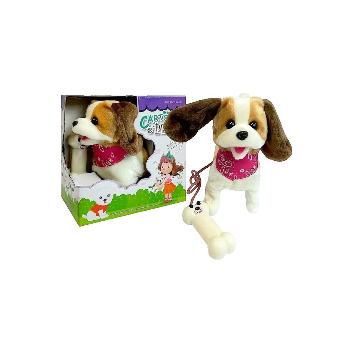 Jamara Jouet télécommandé jamara Chien en peluche radiocommandé Lucky blanc et marron
