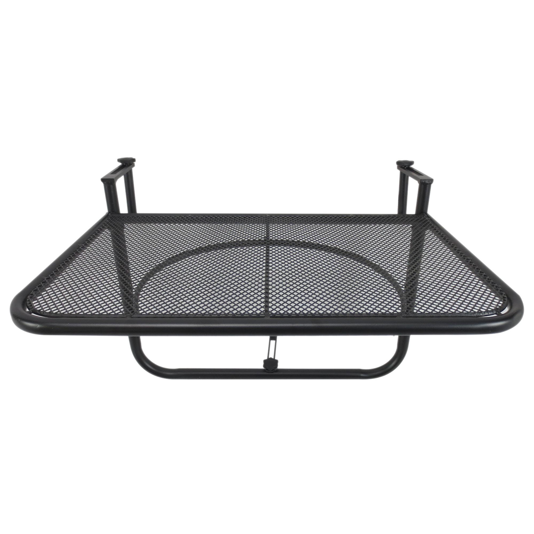 Voir la diapositive 1 : OUTSUNNY Table suspendue pour balcon dim. 60L x 56,5l cm hauteur réglable 3 niveaux métal époxy noir