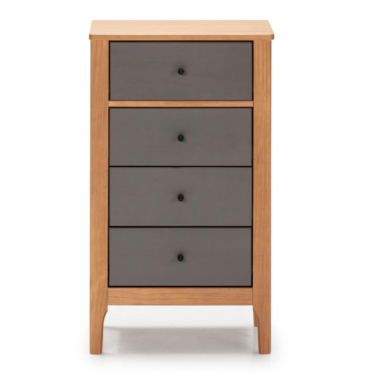 VS VENTA-STOCK Chiffonnier Nuit 4 tiroirs Luca dans les tiroirs Chêne/Gris, 46 cm Longueur