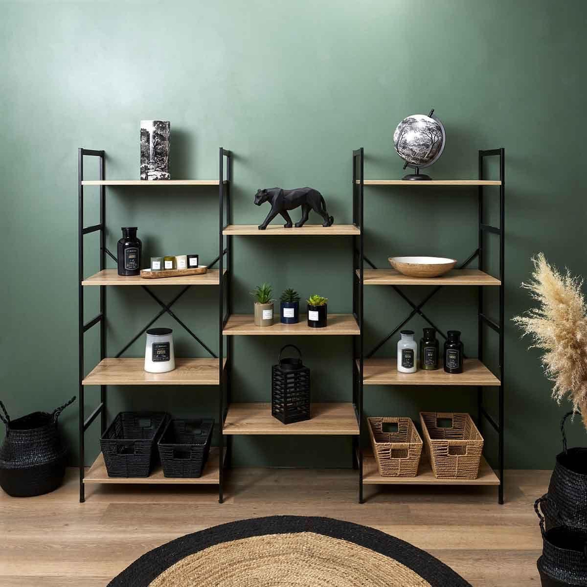Voir la diapositive 4 : Paris Prix Étagère bibliothèque  industrielle  172cm naturel