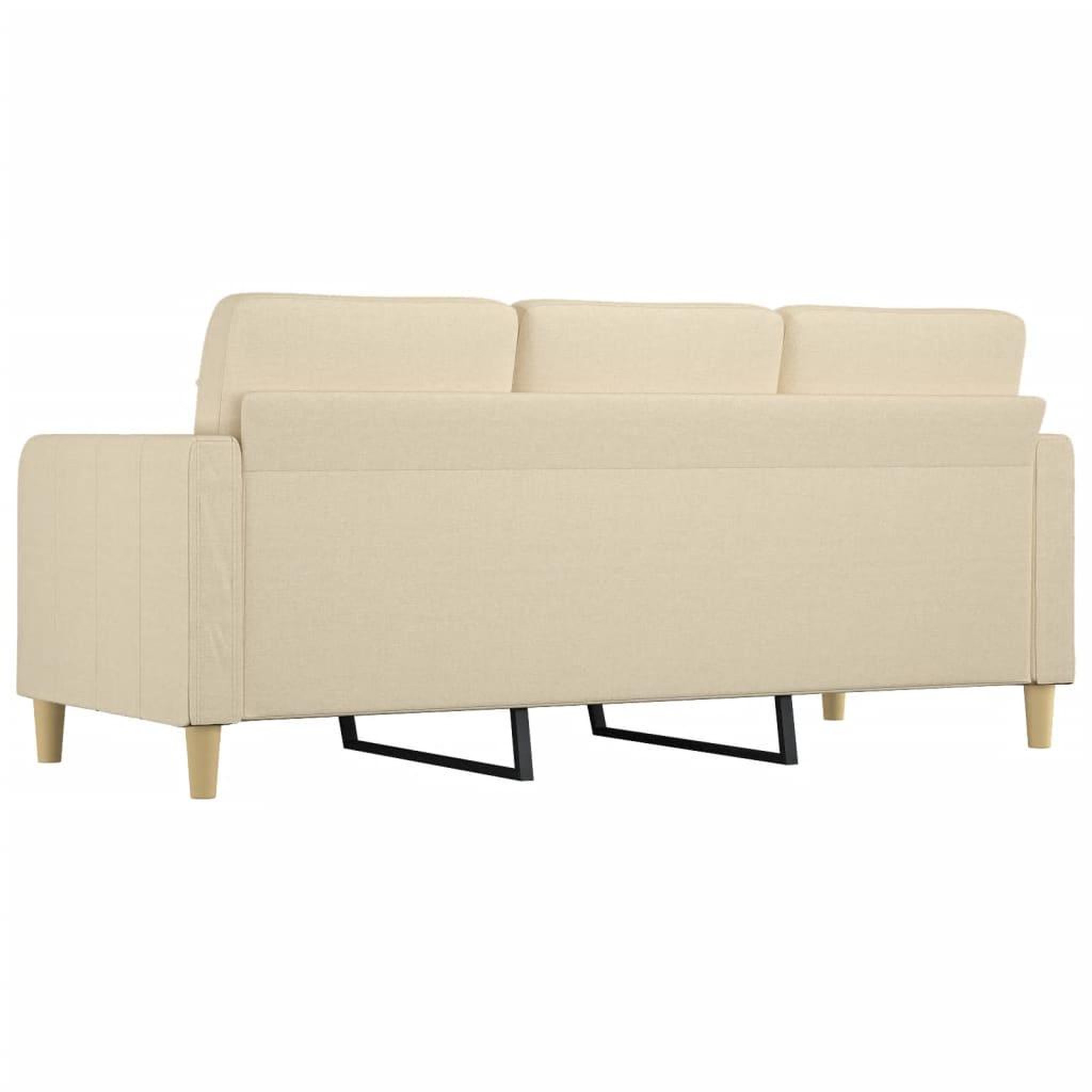 Voir la diapositive 5 : VIDAXL Canape a 3 places Creme 180 cm Tissu