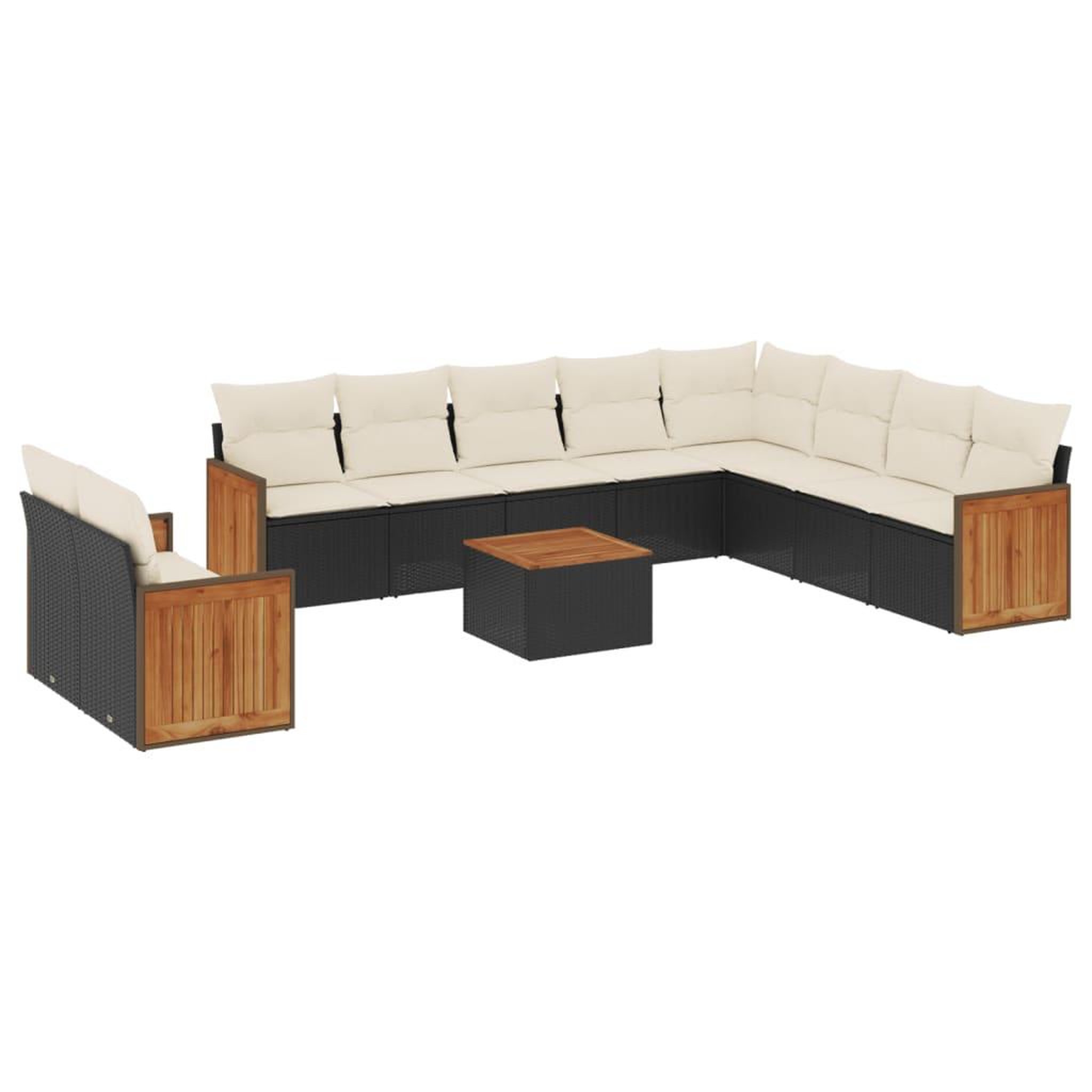 Voir la diapositive 2 : VIDAXL Salon de jardin 11 pcs avec coussins noir resine tressee