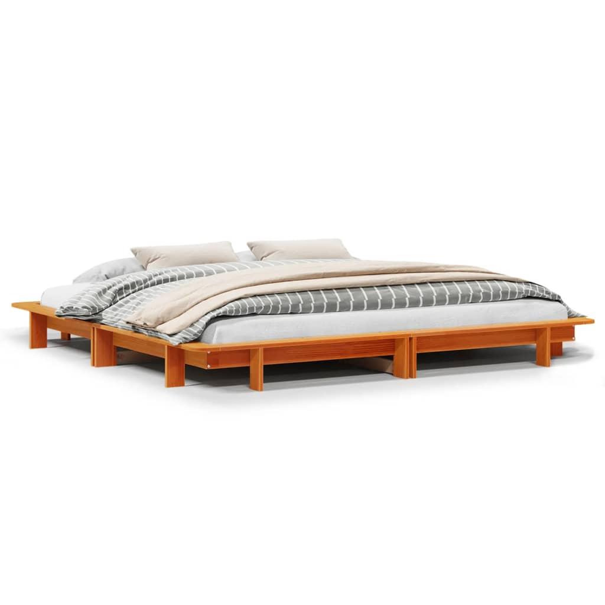 Voir la diapositive 2 : VIDAXL Cadre de lit sans matelas cire marron 160x200cm bois pin massif