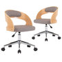 Voir la diapositive 2 : VIDAXL Chaises pivotantes a manger lot de 2 taupe bois courbe et tissu