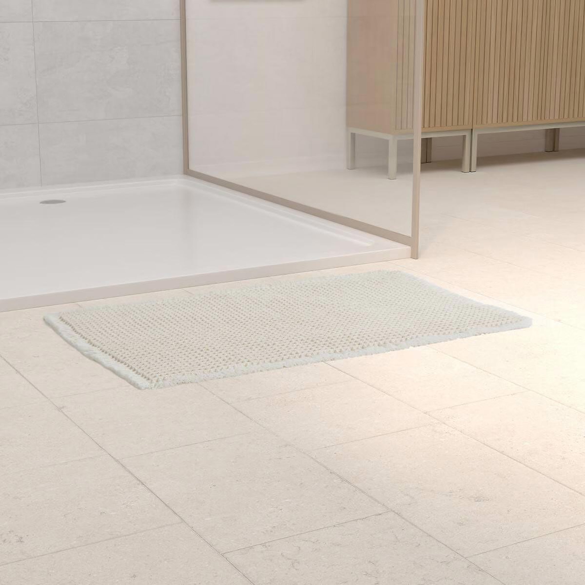 Voir la diapositive 2 : FIVE Tapis de bain  waffle  50x80cm beige