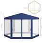 Voir la diapositive 3 : OUTSUNNY Tonnelle barnum tente de réception hexagonale 10 m² style cosy métal polyester imperméabilisé surface env. 10 m² bleu