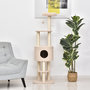 Voir la diapositive 2 : PAWHUT PawHut Arbre à Chats avec Griffoir Niche Poteaux Peluche Haute Densité 45L x 40L x 148H cm Beige