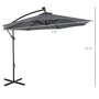 OUTSUNNY Parasol déporté octogonal parasol LED inclinable manivelle piètement acier dim. Ø 3 x 2,6H m gris