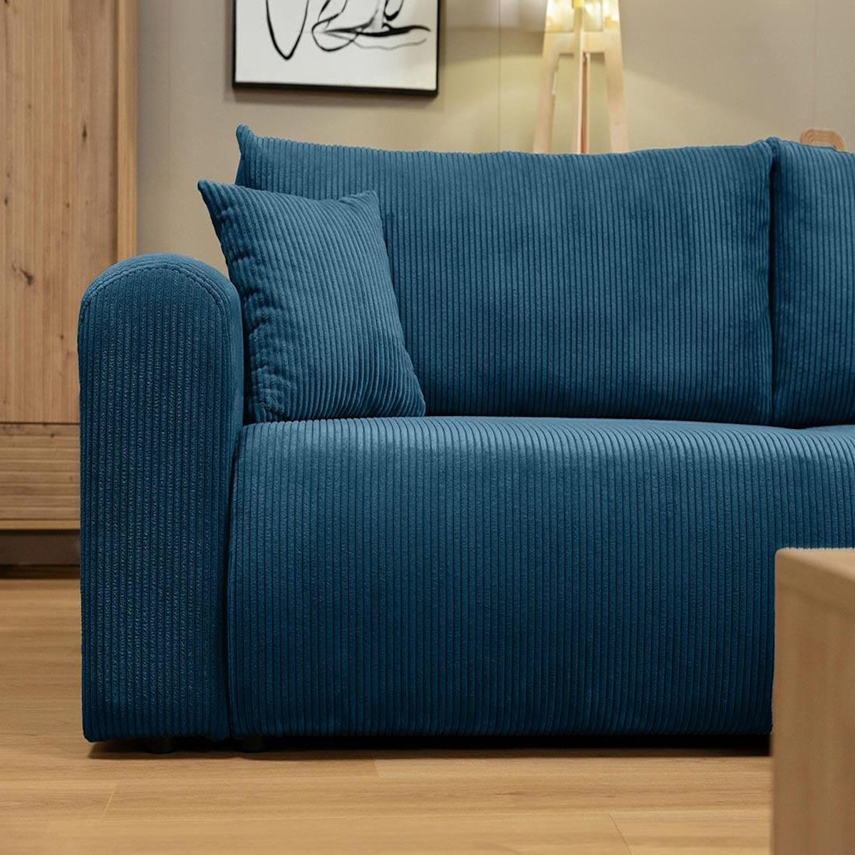 BEST MOBILIER Naomi - canapé d'angle réversible 4 places convertible avec coffre en velours côtelé