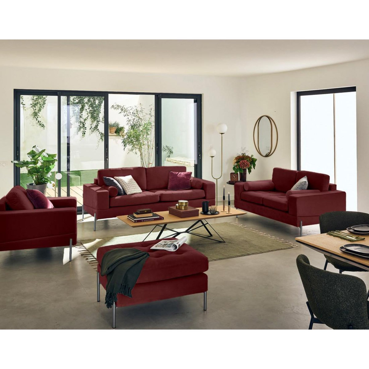 LISA DESIGN Isaure - canapé droit 3 places en velours