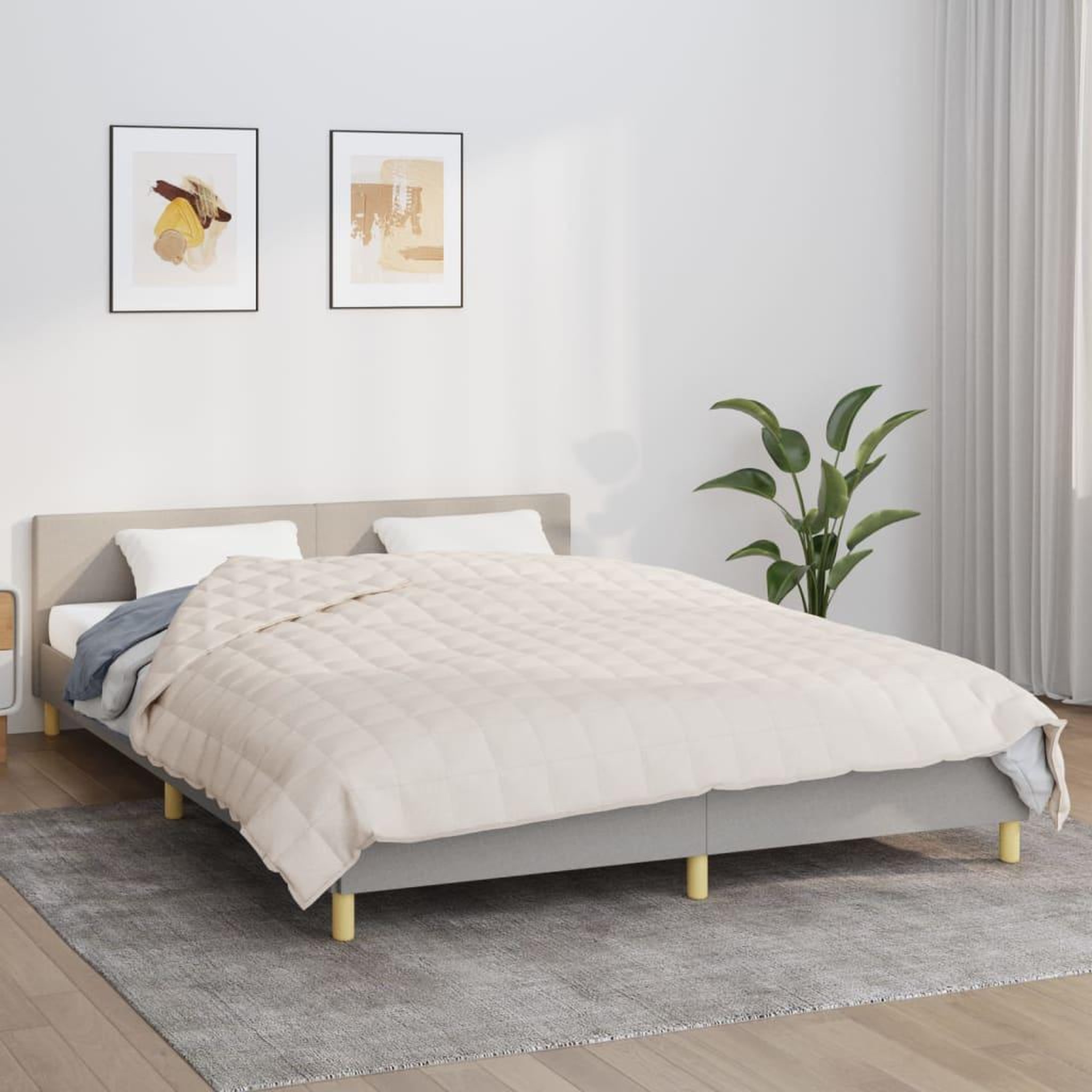 VIDAXL Couverture lestee Creme clair 200x225 cm 9 kg Tissu