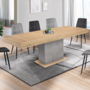 Voir la diapositive 2 : ID MARKET Table à manger extensible rectangle EDEN 6-10 personnes bois et effet béton 160-200 cm