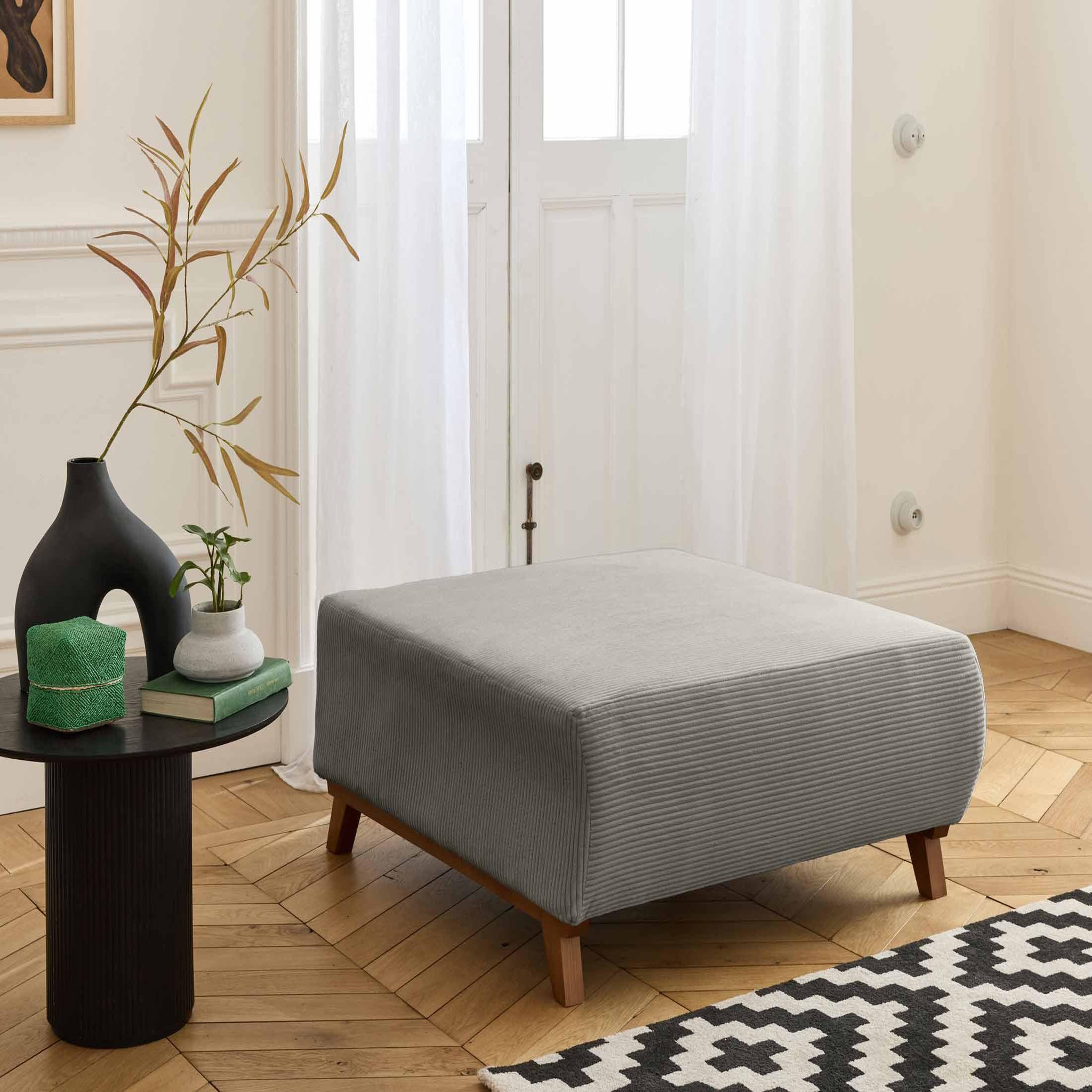 Voir la diapositive 5 : BEST MOBILIER Cristal - pouf modulable - 95 cm - en velours côtelé