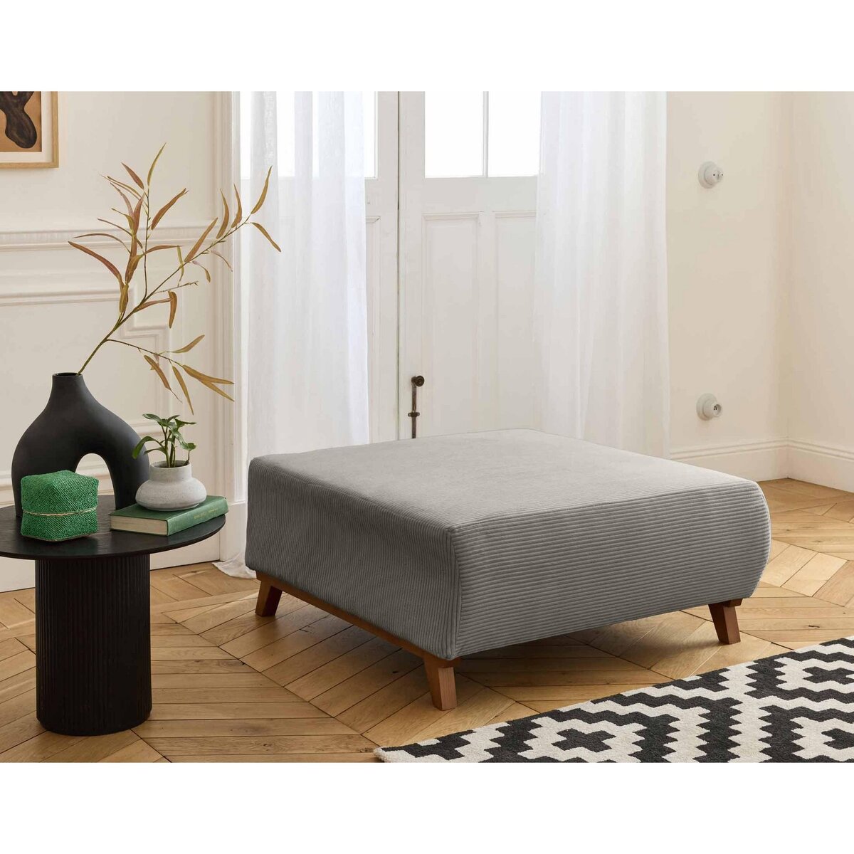BEST MOBILIER Cristal - pouf modulable - 95 cm - en velours côtelé