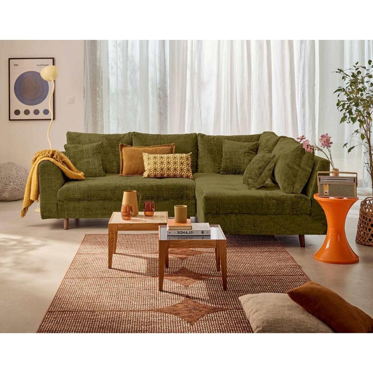 LISA DESIGN Rune - canapé d'angle droit 4 places en velours texturé