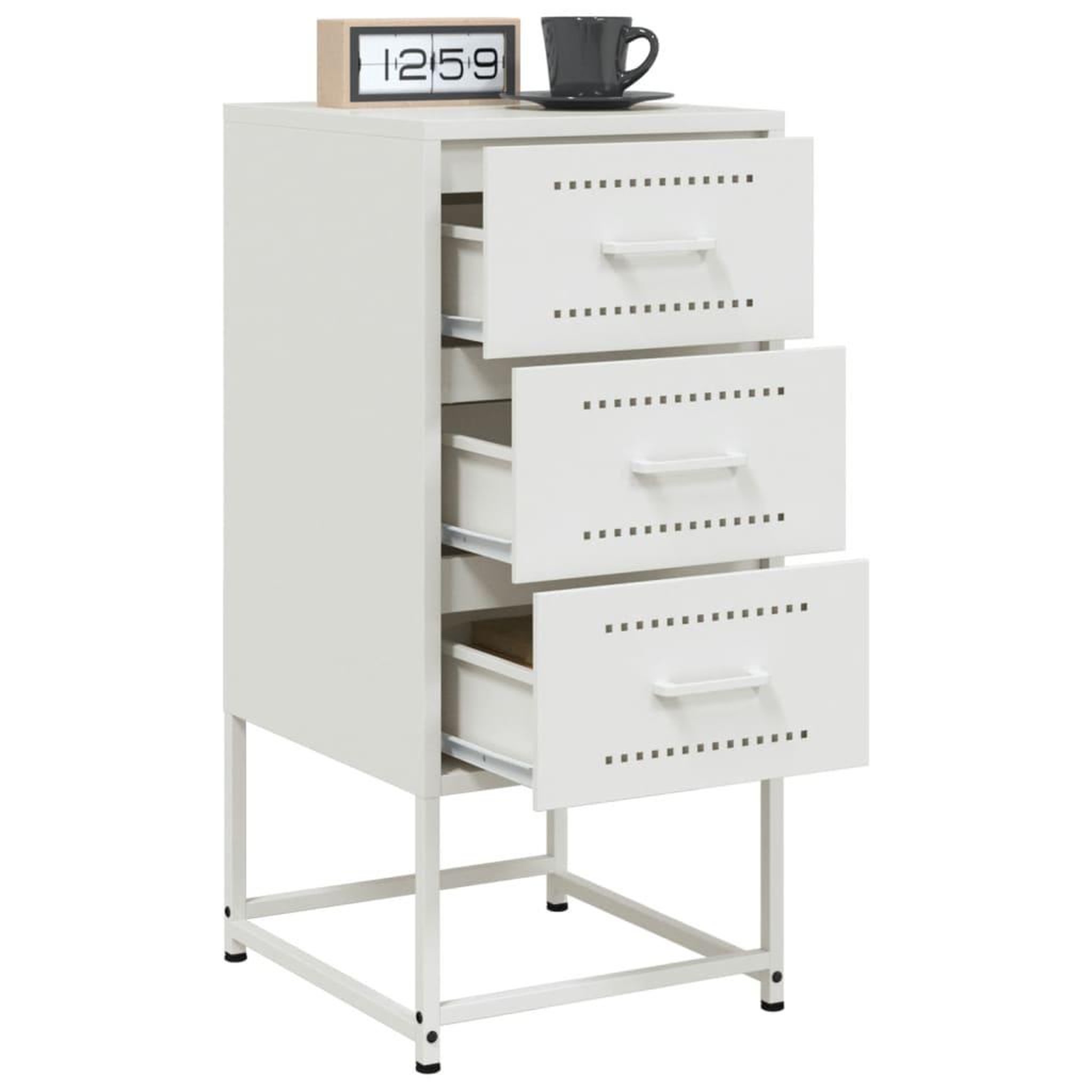 Voir la diapositive 5 : VIDAXL Table de chevet blanc 36x39x78 cm acier