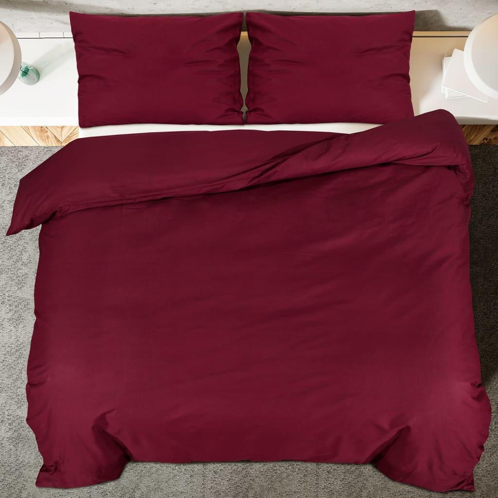 Voir la diapositive 5 : VIDAXL Ensemble de housse de couette Bordeaux 200x220 cm Microfibre