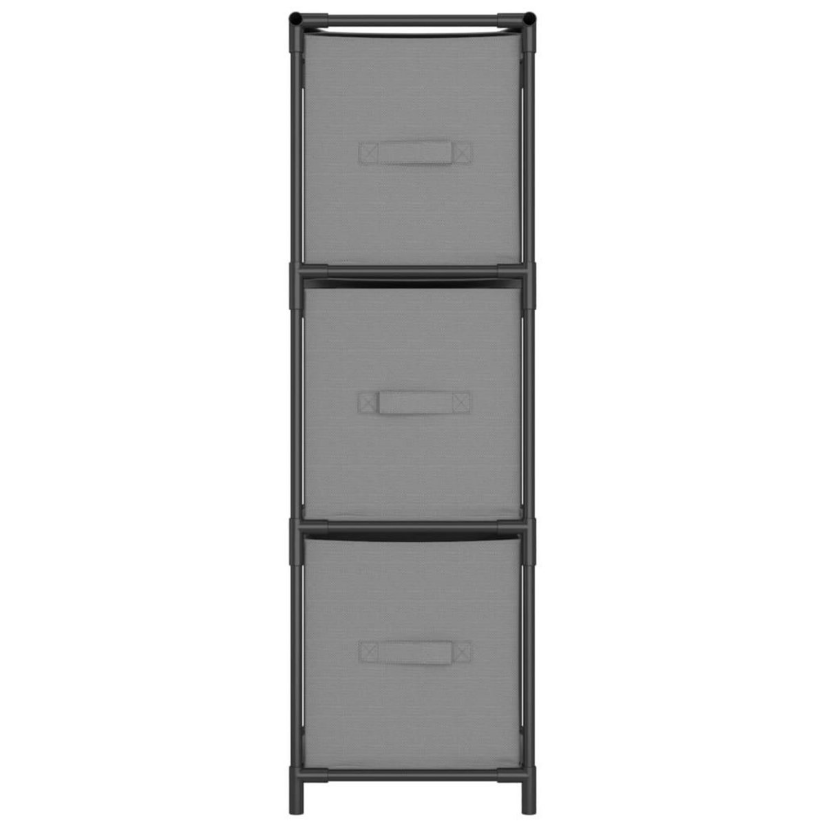 VIDAXL Armoire de rangement 3 tiroirs en tissu Gris 34x34x101 cm Acier
