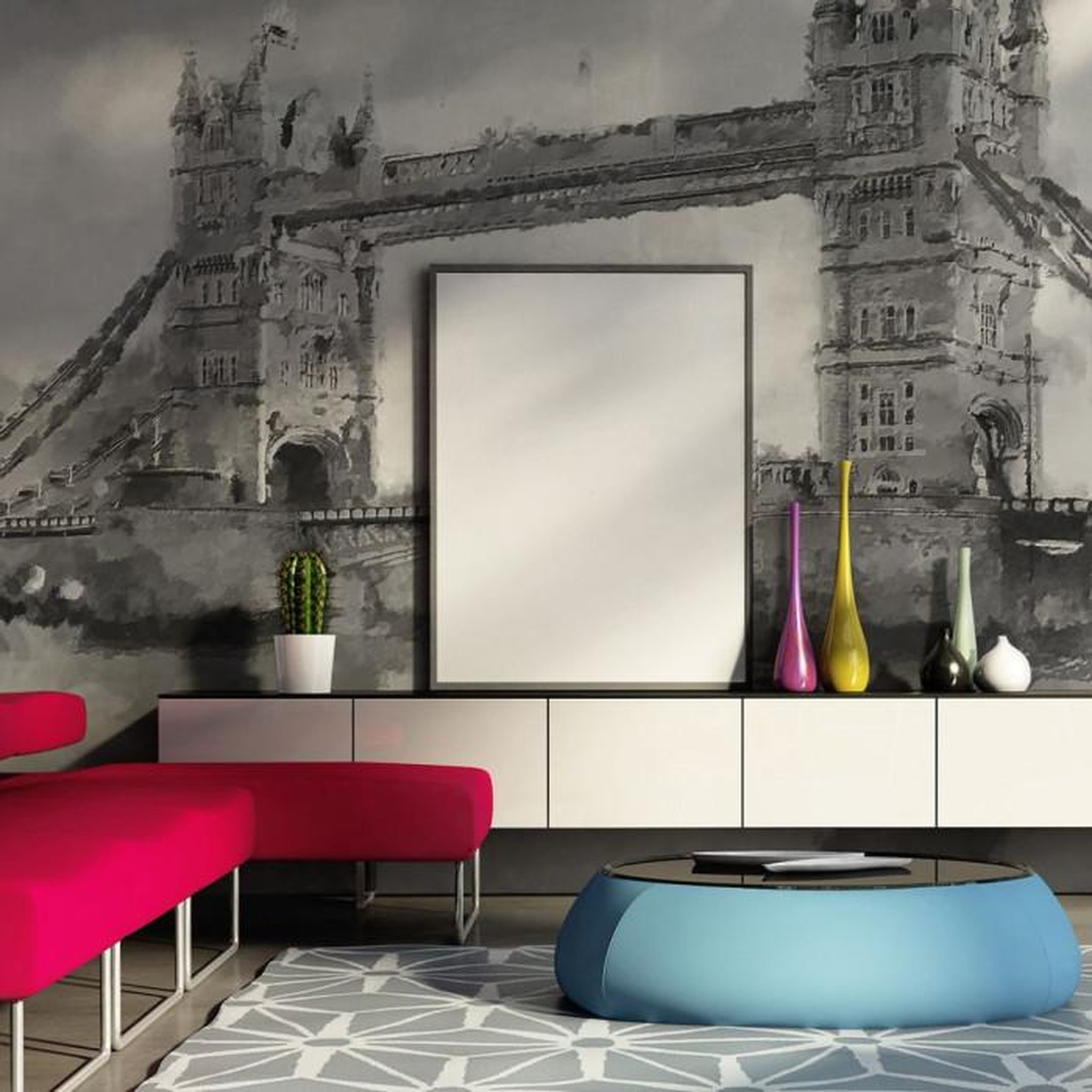 Paris Prix Papier Peint  On the Thames. Coloris disponibles : Multicolore