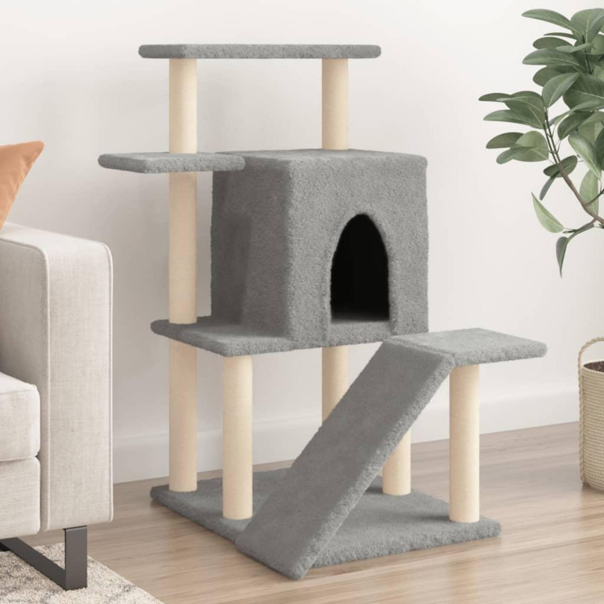 VIDAXL Arbre a chat avec griffoirs en sisal gris clair 97 cm