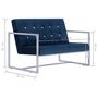 Voir la diapositive 6 : VIDAXL Canape 2 places avec accoudoirs Bleu Chrome et velours