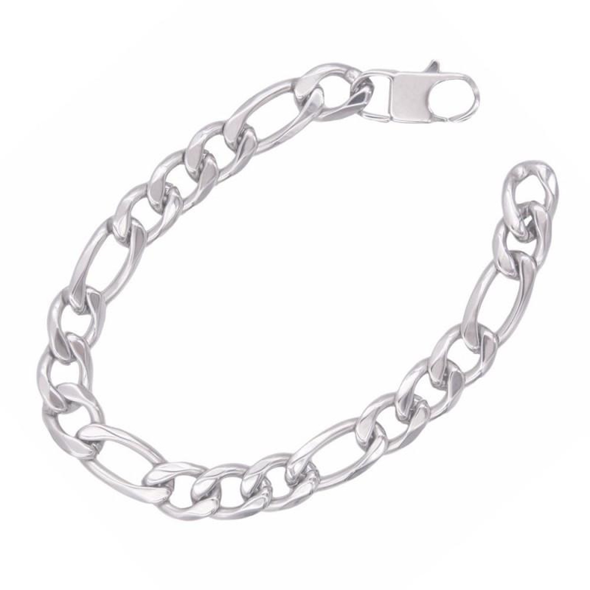 Voir la diapositive 1 : L'ATELIER D'AZUR Bracelet Acier - Maille Figaro Alternée 1+3 - Homme