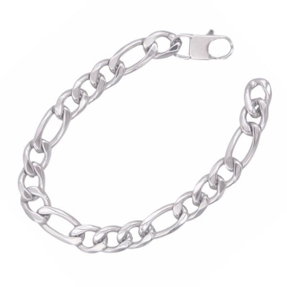 L'ATELIER D'AZUR Bracelet Acier - Maille Figaro Alternée 1+3 - Homme