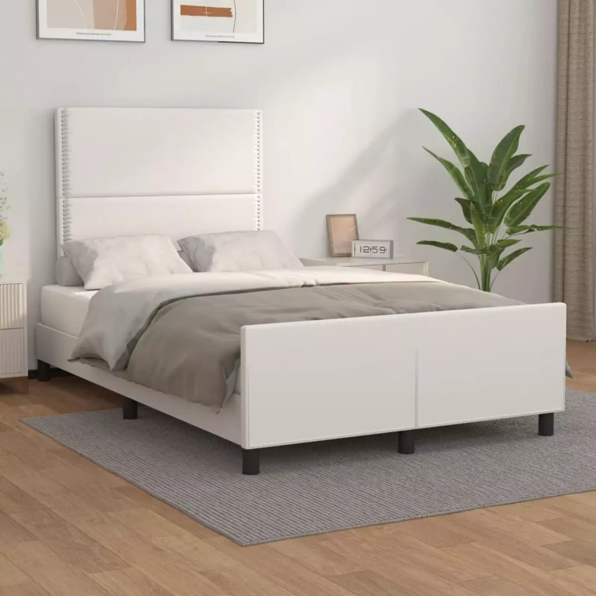 VIDAXL Cadre de lit avec tete de lit Blanc 120x200 cm Similicuir