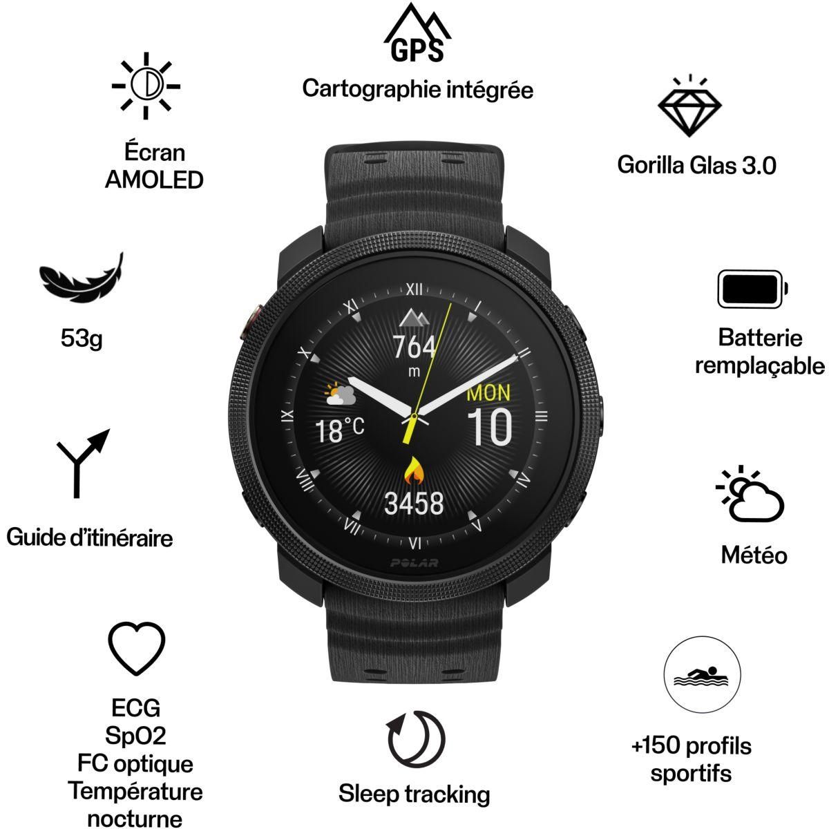 POLAR Montre sport Vantage M3 Noir S-L