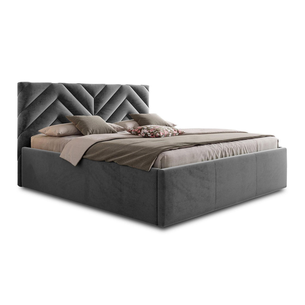 BEST MOBILIER Santiago - lit coffre - 180x200 - sommier inclus - en velours