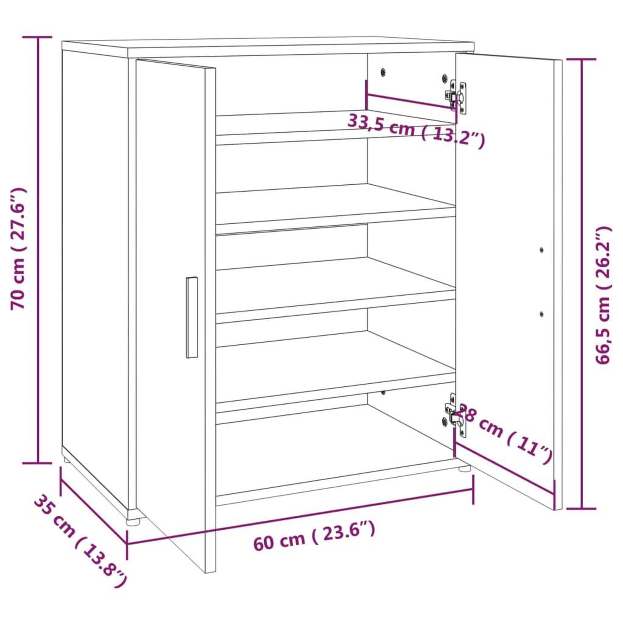 Voir la diapositive 6 : VIDAXL Meuble a chaussures Chene marron 60x35x70 cm Bois d'ingenierie