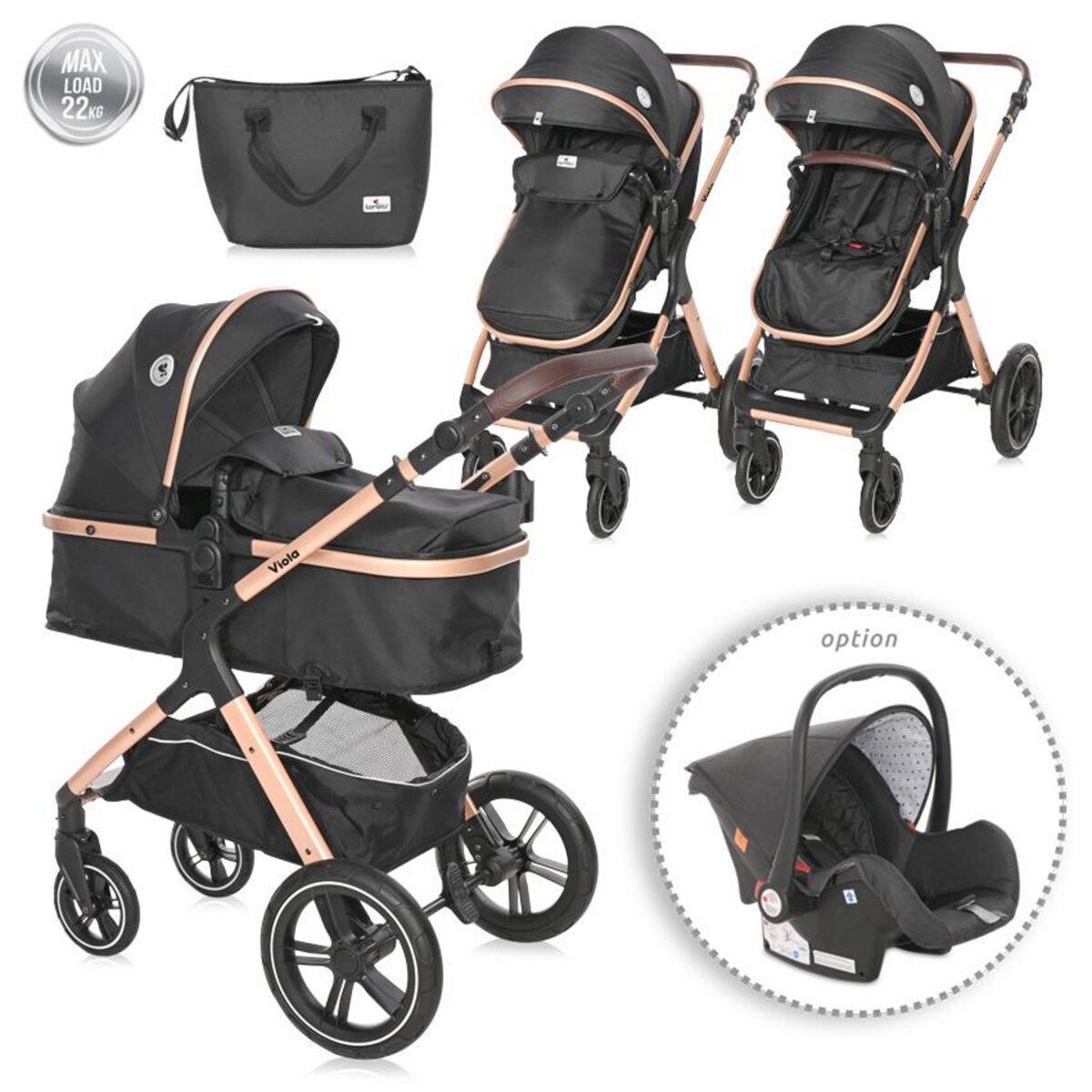 Lorelli Poussette combinée trio 3 en 1 - siège auto 0m – nacelle