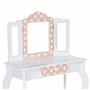 Voir la diapositive 5 : ID MARKET Coiffeuse enfant ROZA blanche et rose avec 3 miroirs et tabouret