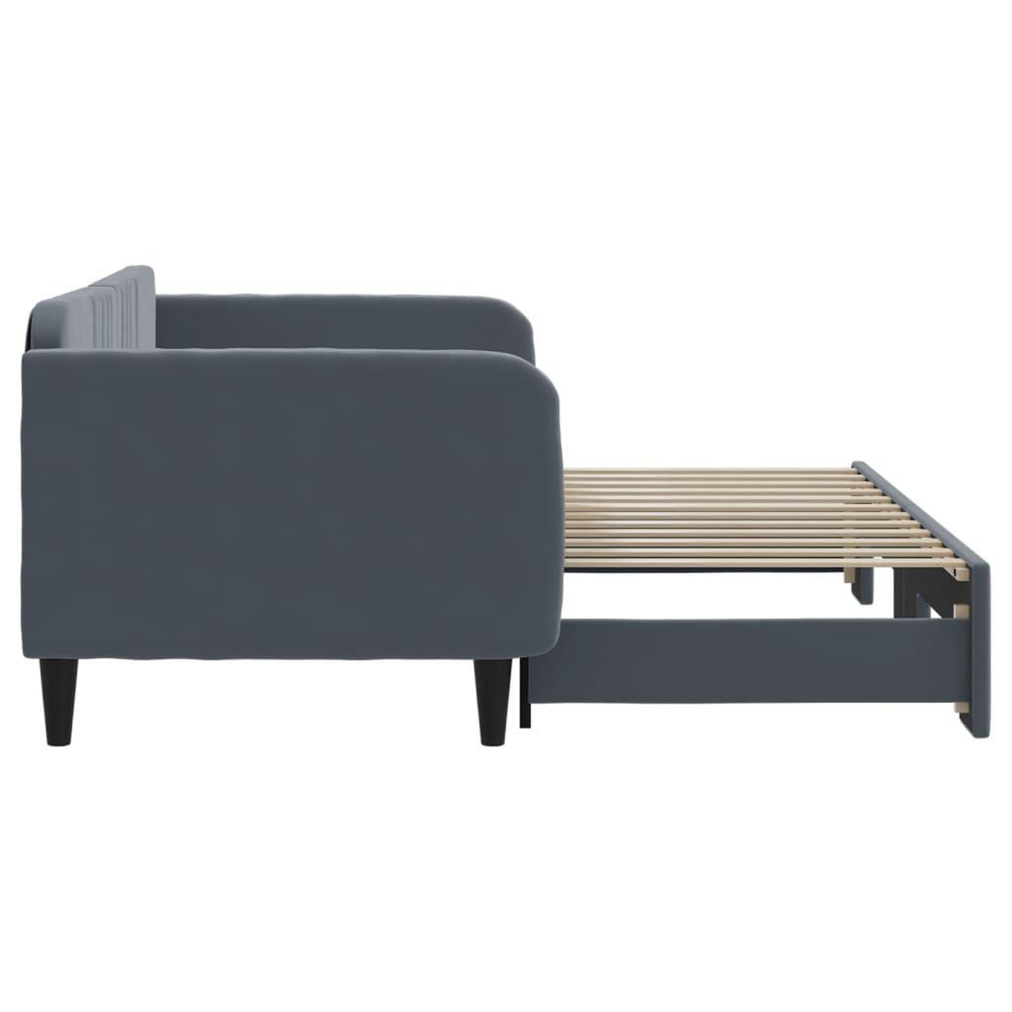Voir la diapositive 4 : VIDAXL Lit de jour avec gigogne sans matelas gris fonce 90x200 cm